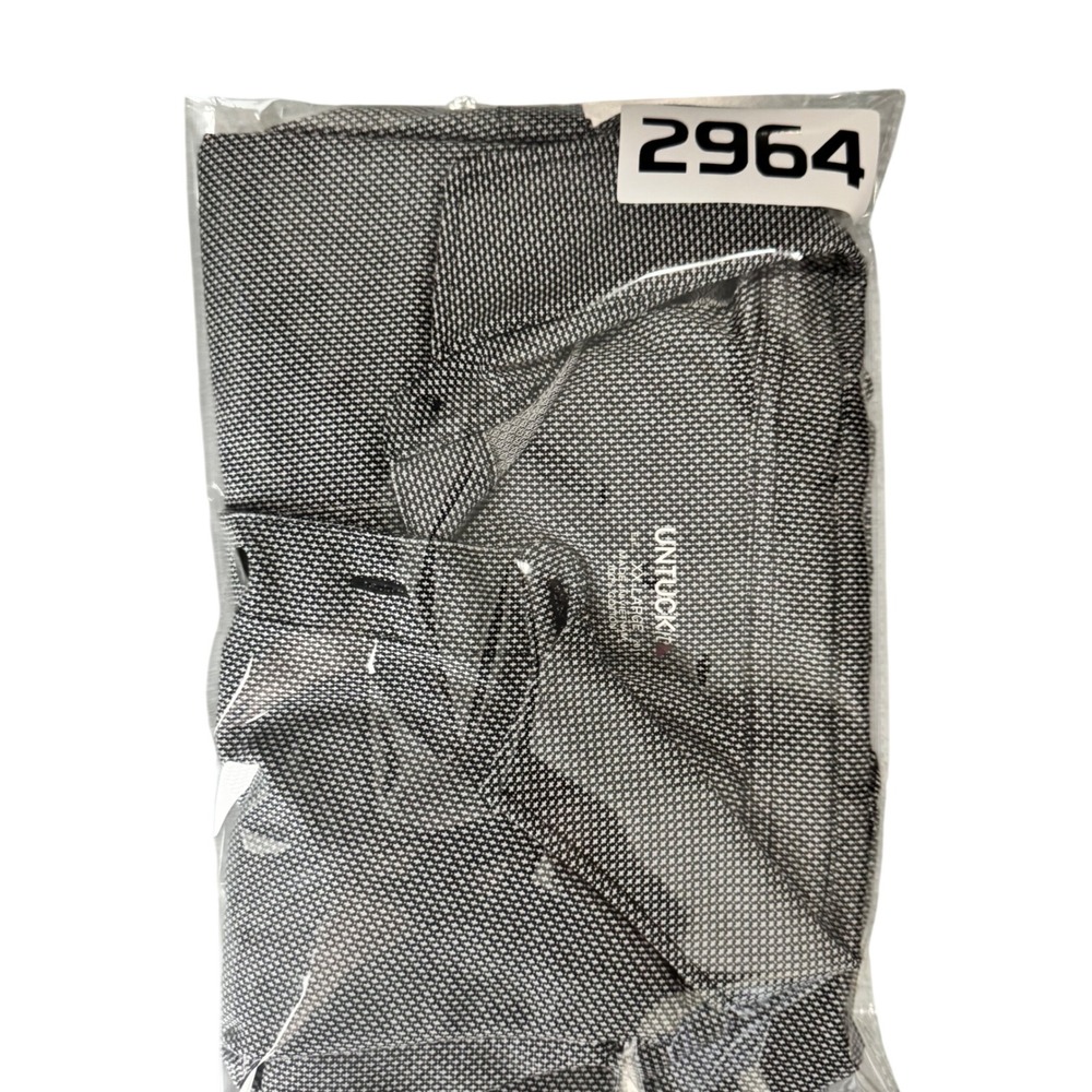 UNTUCKit Damaschino Diamond Birdseye Long Sleeve Polo Shirt Grey Mens XXL - Picture 8 of 8